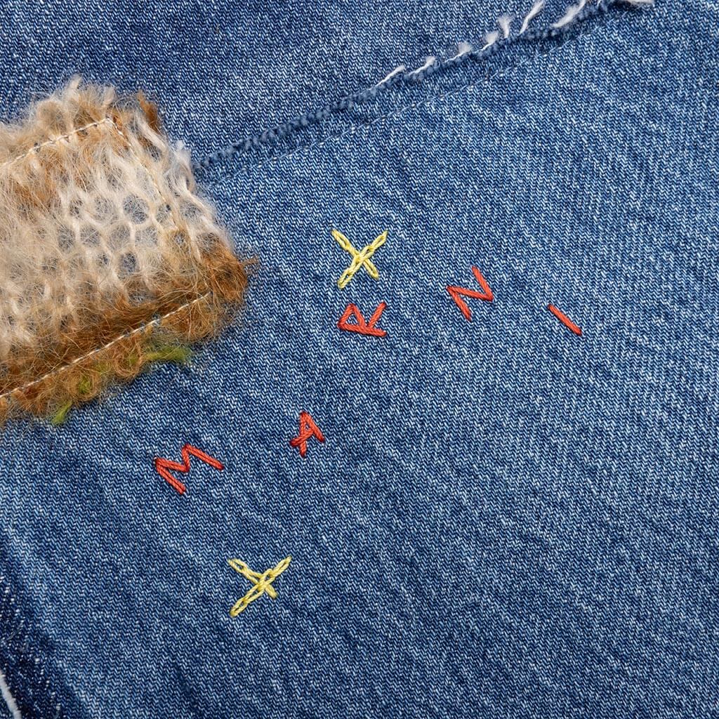 Blue Organic Denim Jeans With Mohair Patches - Iris Blue - Image 4