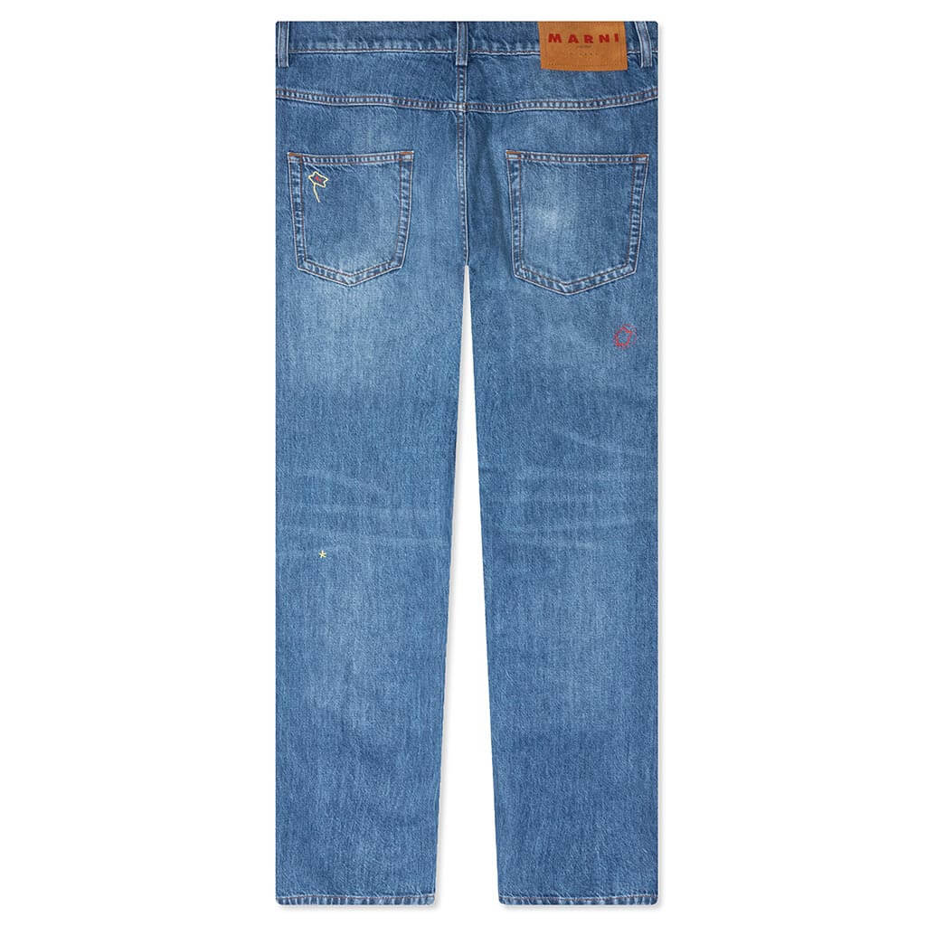 Blue Organic Denim With Mohair Patches - Iris Blue - Image 2