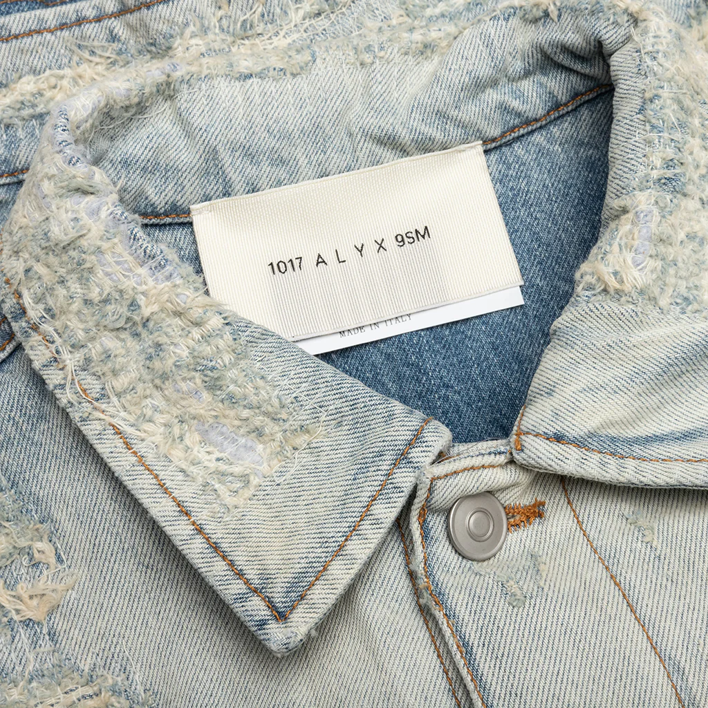 Destroyed Denim Jacket - Tan Denim Blue - Image 3