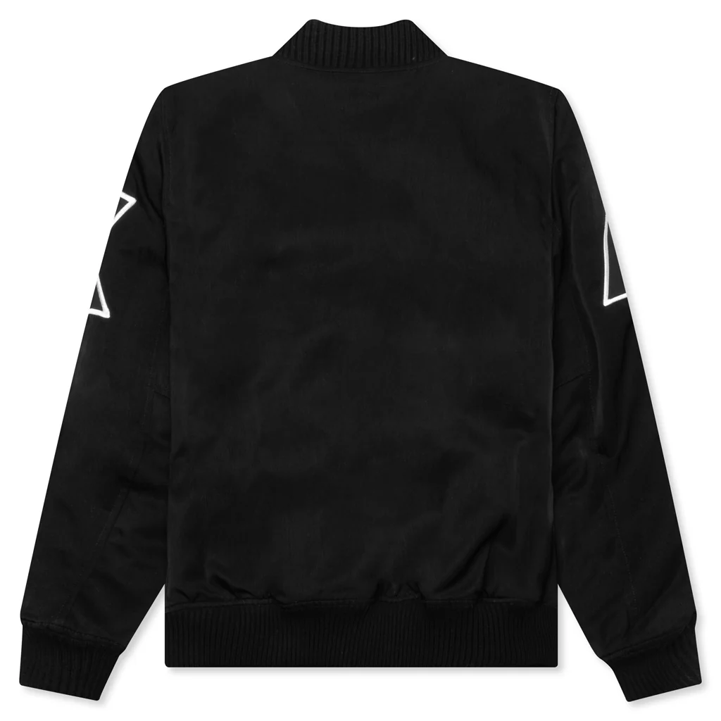 Nylon Logo Varsity Jacket - Black - Image 2