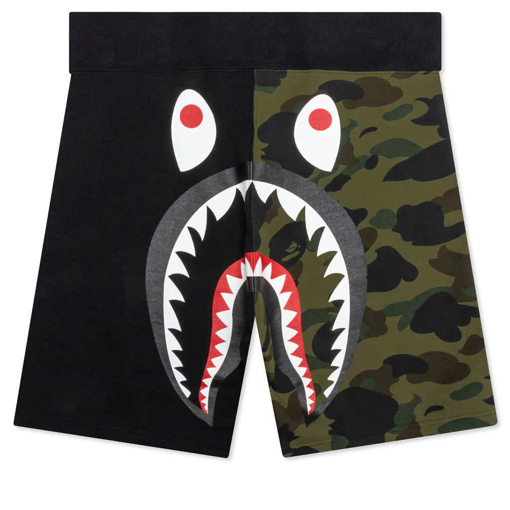 1st Camo Back Shark Sweat Shorts - Green - Image 2