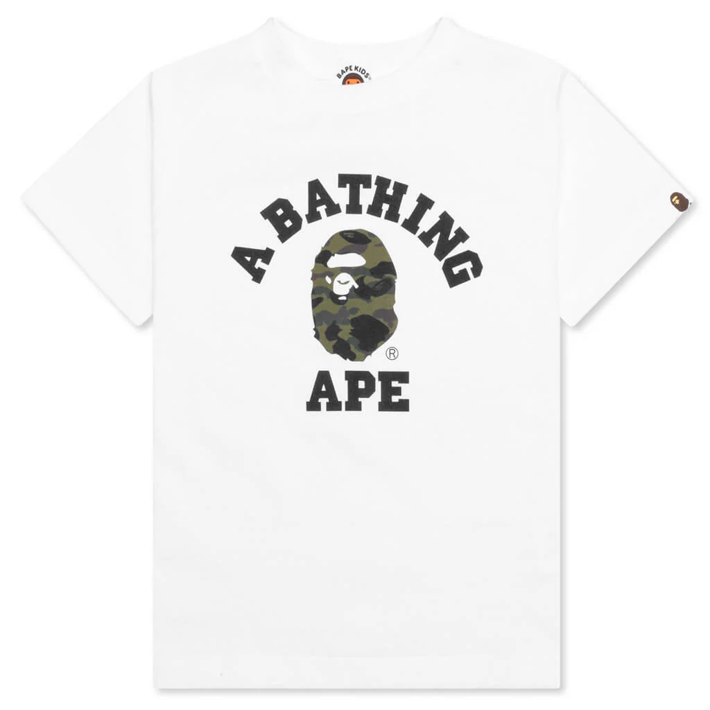 Kids 1st Camo College Tee - White/Green