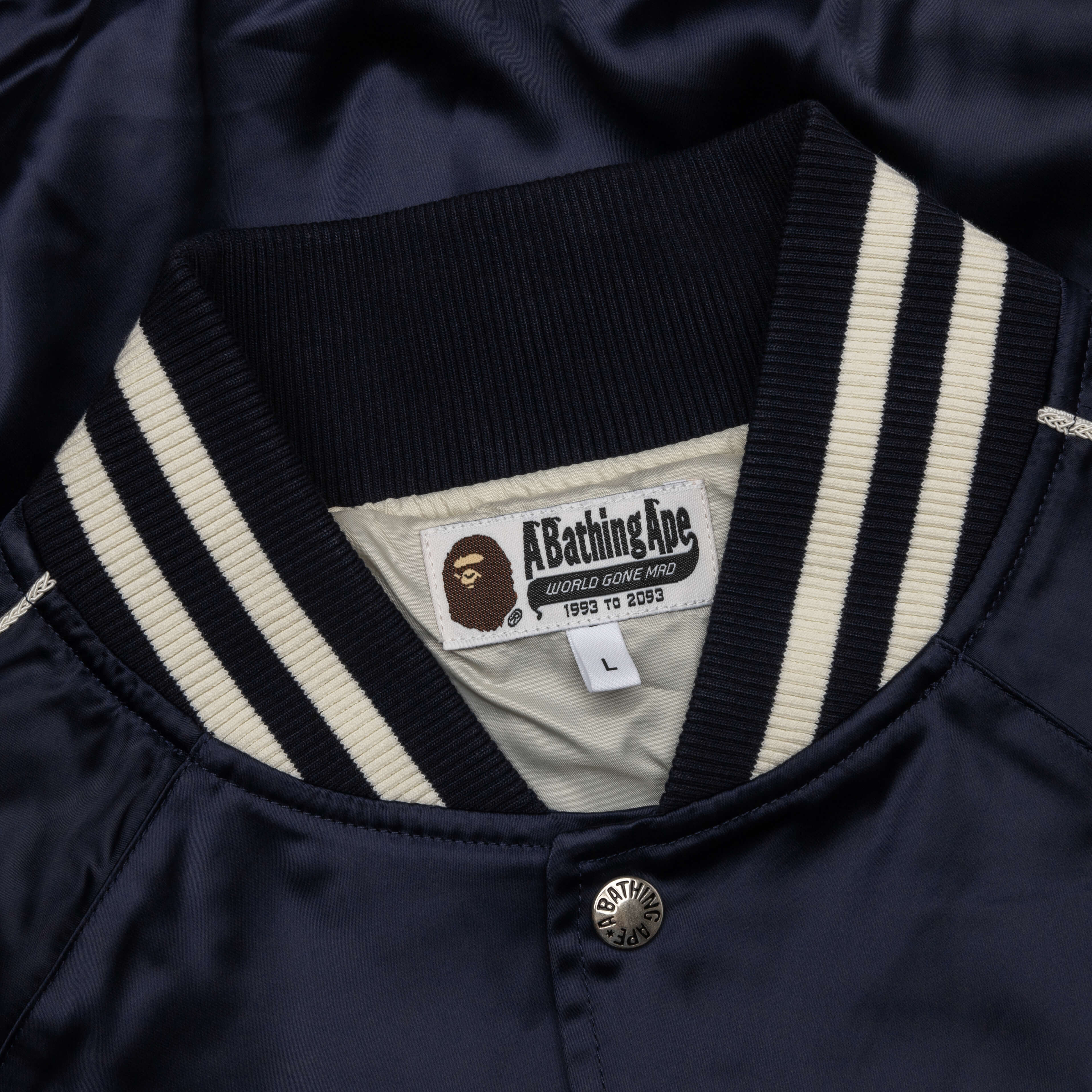 A Bathing Ape Nylon Varsity Jacket - Navy - Image 3