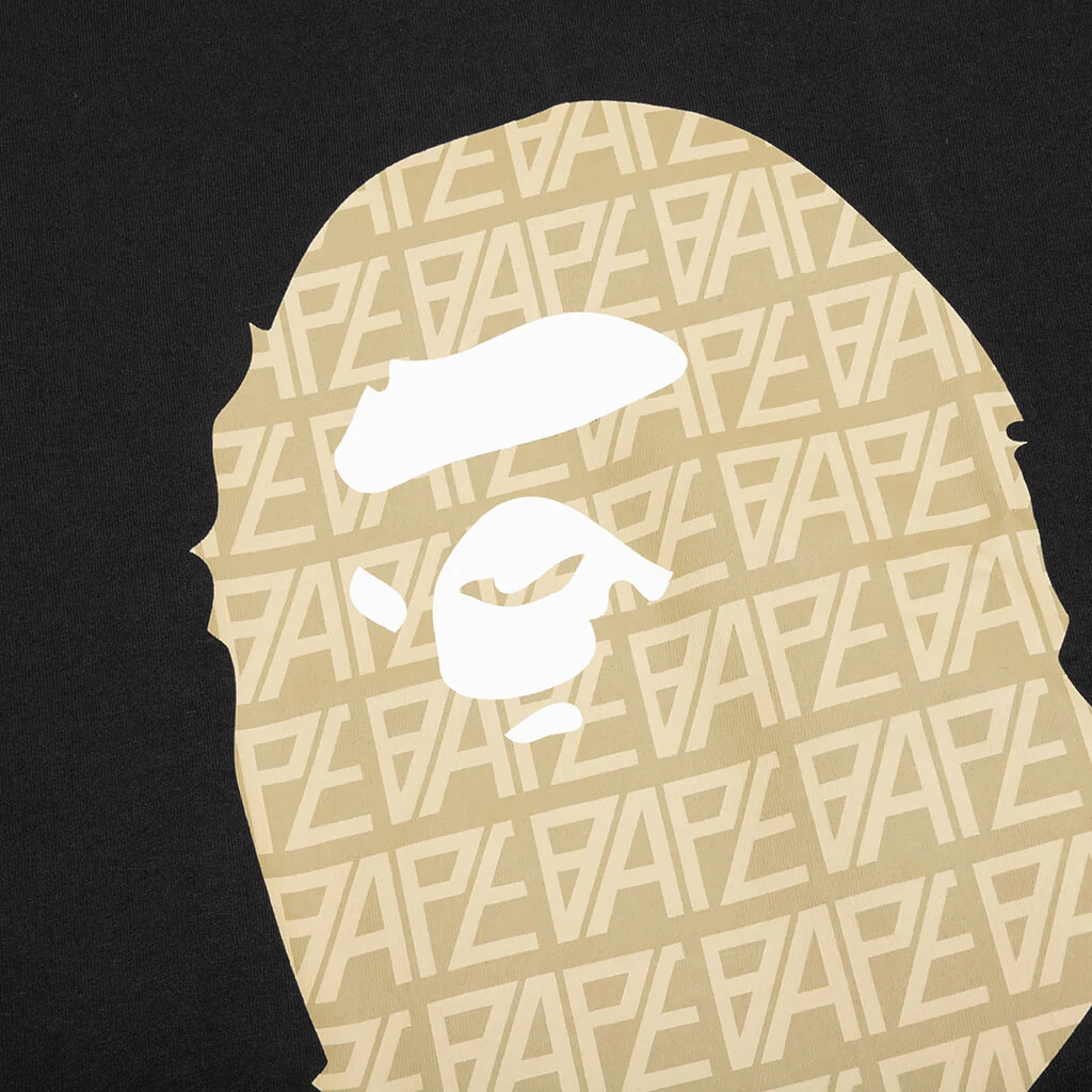 Bape Logo Monogram By Bathing Ape Tee - Black/Beige - Image 3