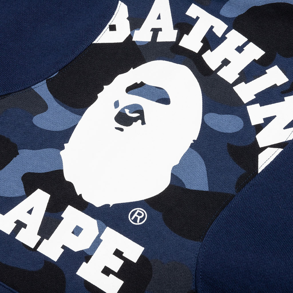 Color Camo College Cutting Relaxed Fit Hoodie - Navy - Image 5