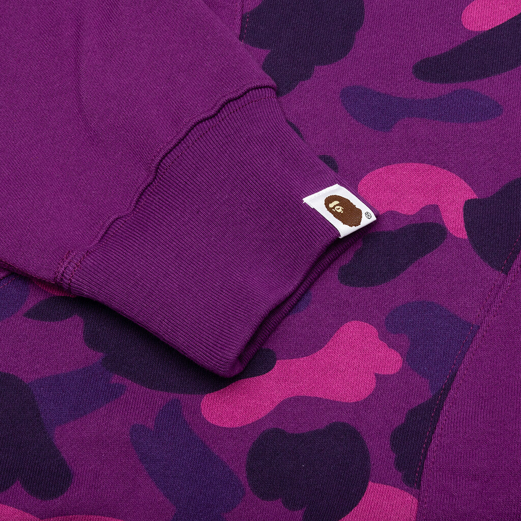 Color Camo College Cutting Relaxed Fit Hoodie - Purple - Image 5