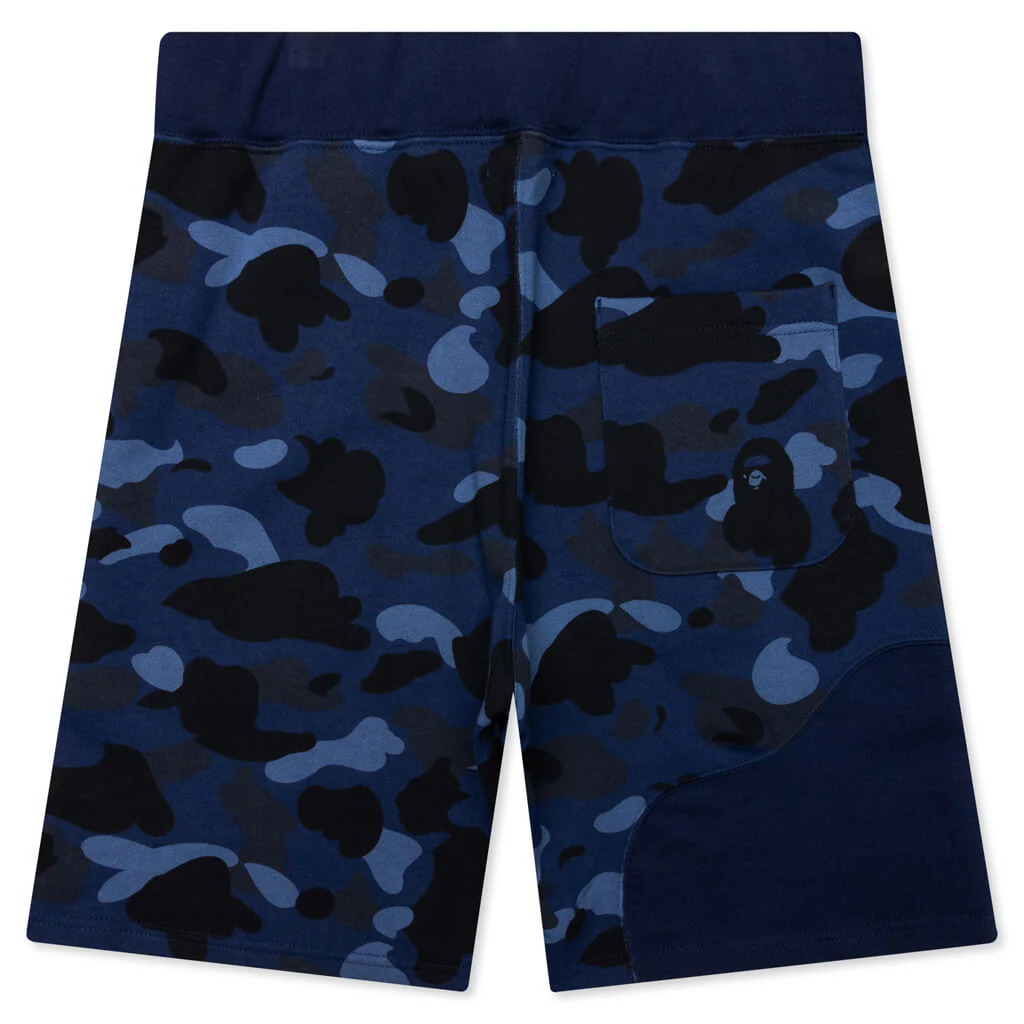 Color Camo Cutting Sweat Shorts - Navy - Image 2