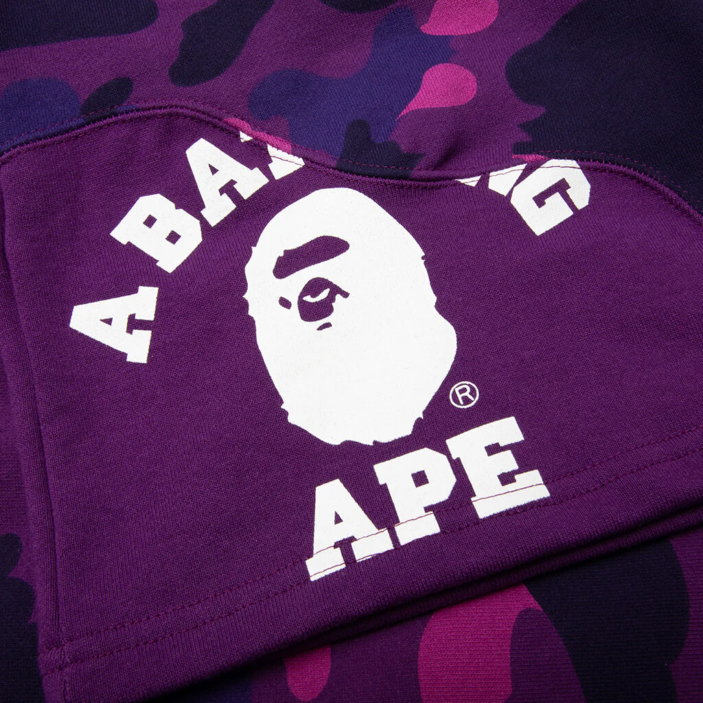 Color Camo Cutting Sweat Shorts - Purple - Image 4