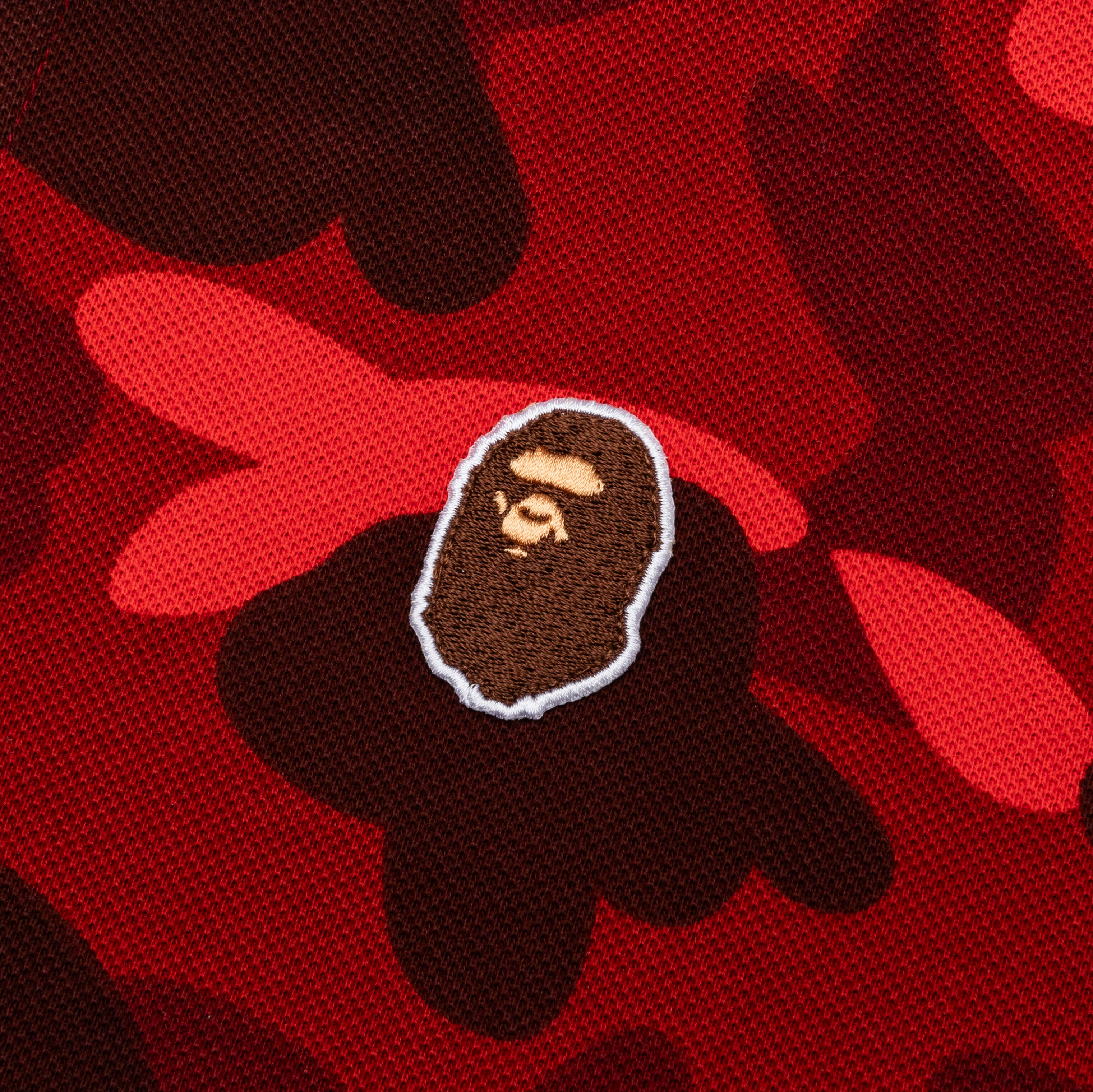 Color Camo Large Ape Head Relaxed Fit Polo Shirt - Red - Image 4