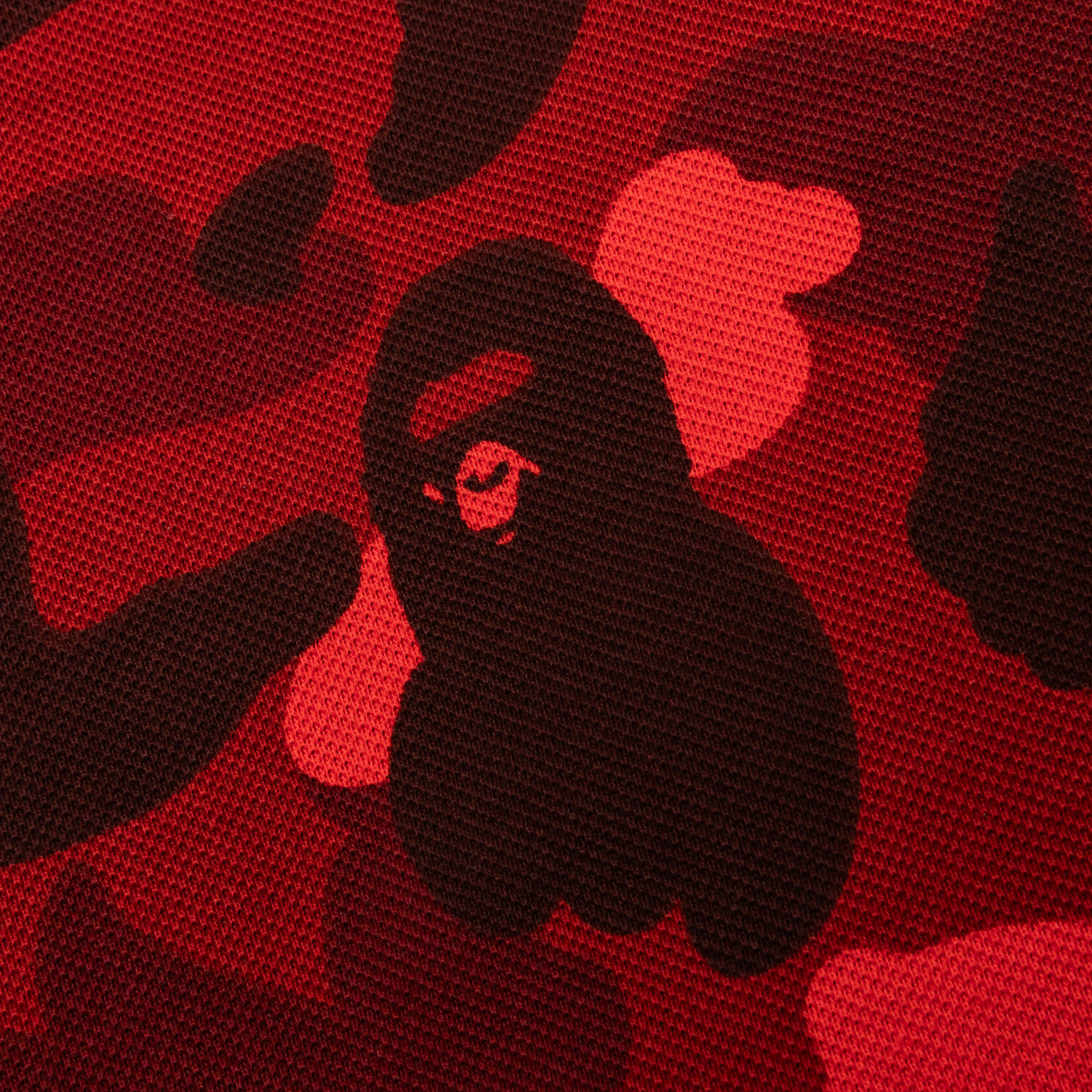Color Camo Large Ape Head Relaxed Fit Polo Shirt - Red - Image 5