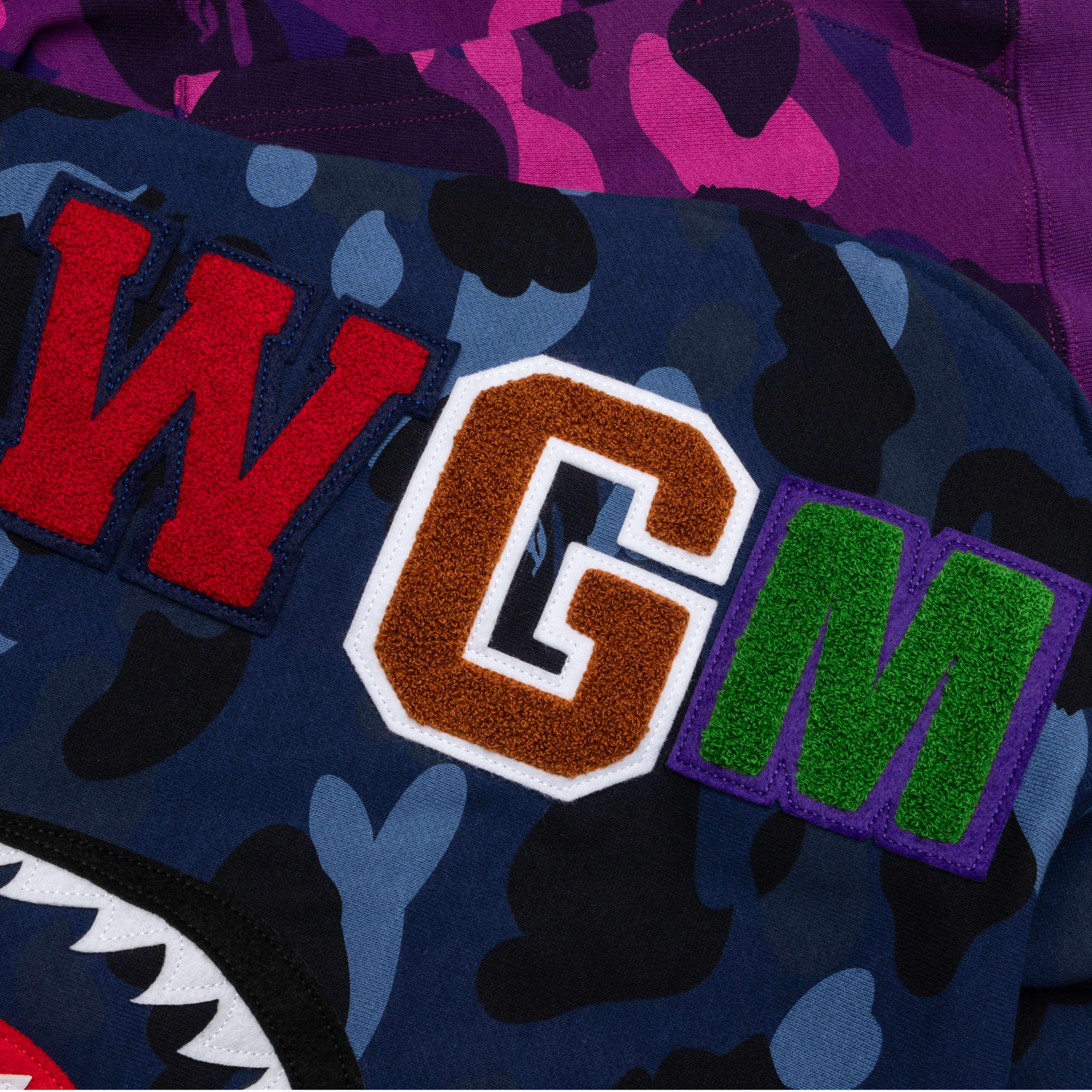 Color Camo Separate Shark Full Zip Hoodie - Multi - Image 4