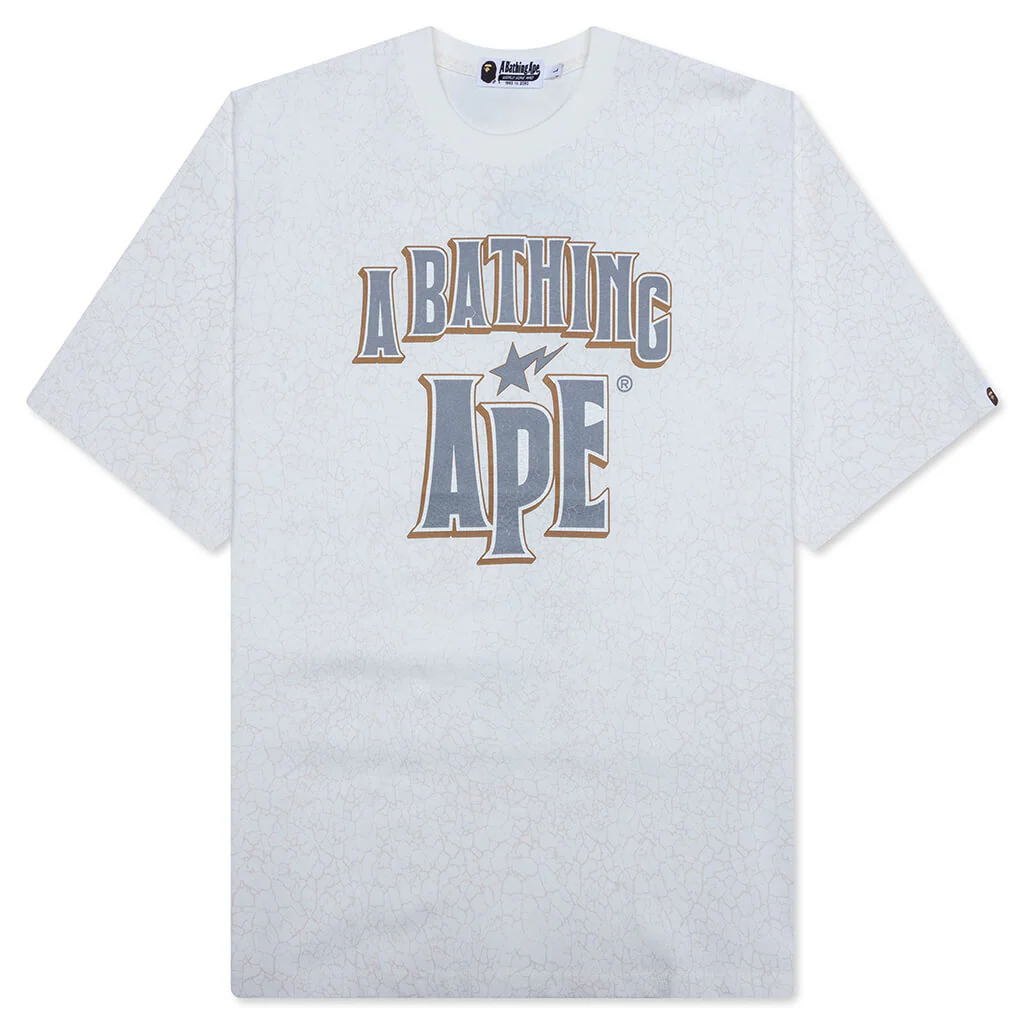 Crack Print Pattern Logo Relaxed Fit Tee - White