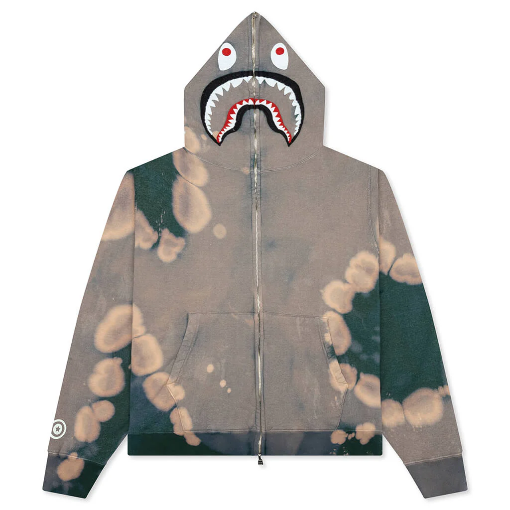 Hand Dye Shark Full Zip Hoodie - Green