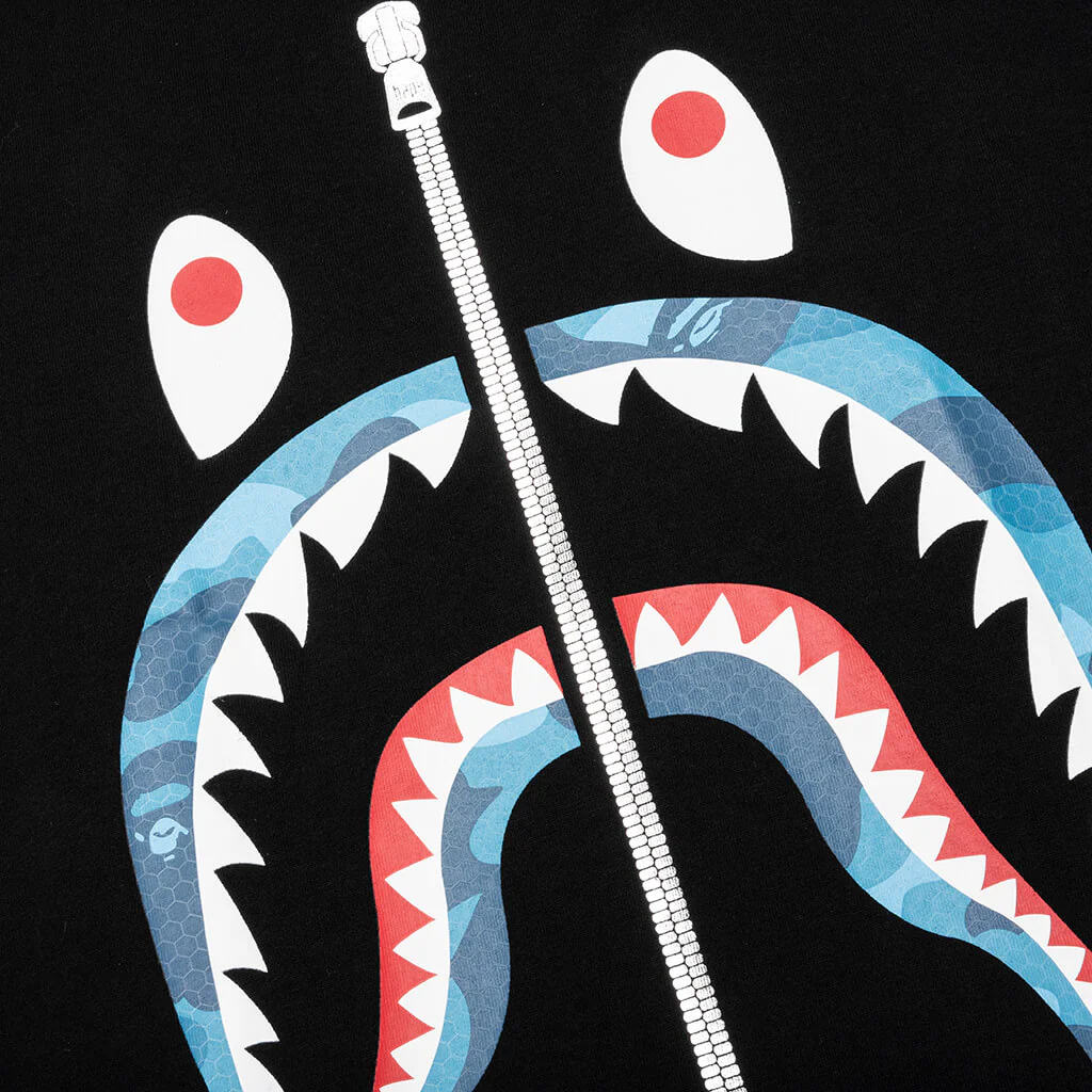 Honeycomb Camo Shark Tee - Black/Blue - Image 3