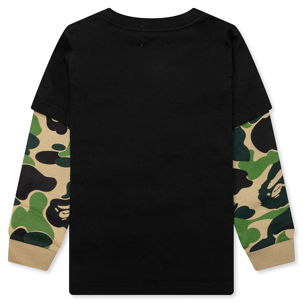 Kid's Abc Camo College Layered Sleeves L/S Tee - Black - Image 2