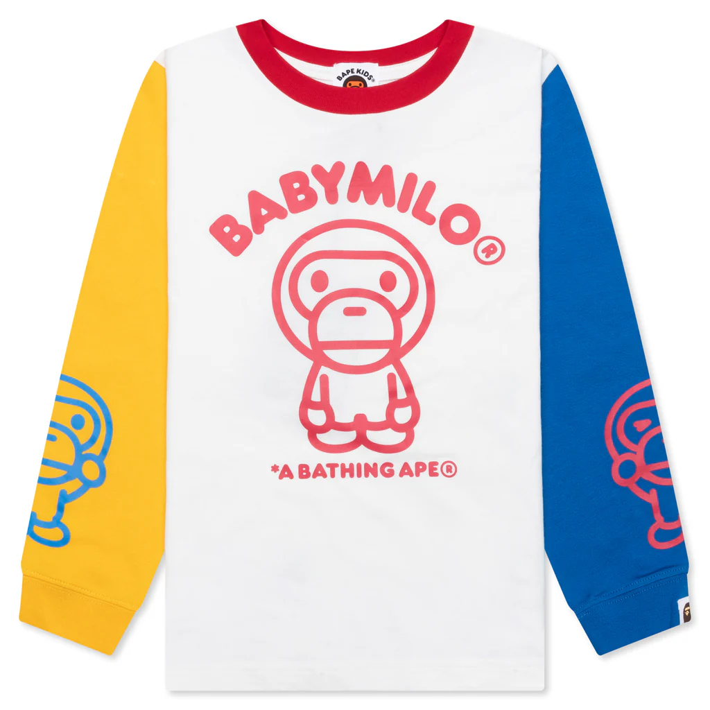Kid's Multi Baby Milo L/S Tee - White