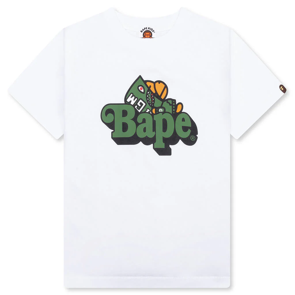Kid's Shark Milo on Bape Tee - White/Green