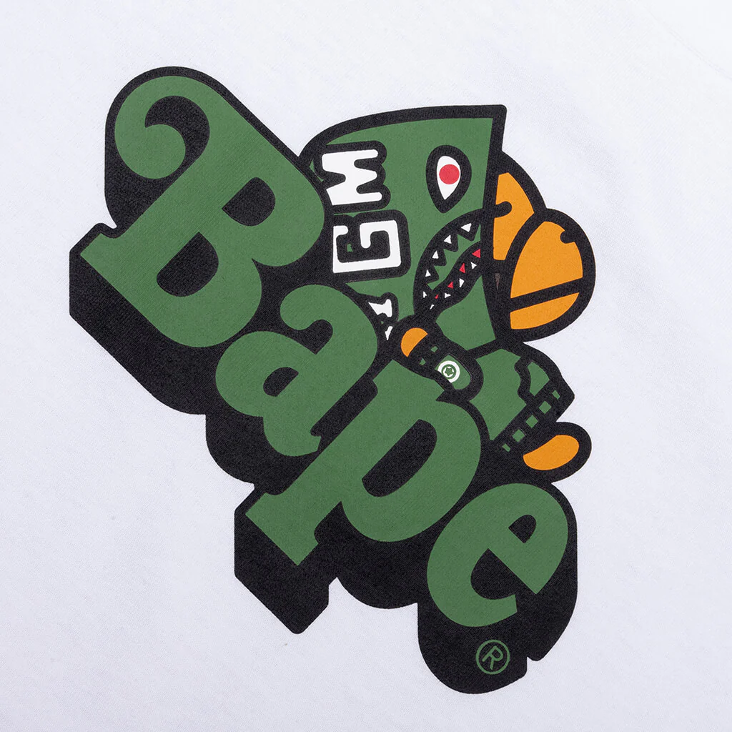 Kid's Shark Milo on Bape Tee - White/Green - Image 3