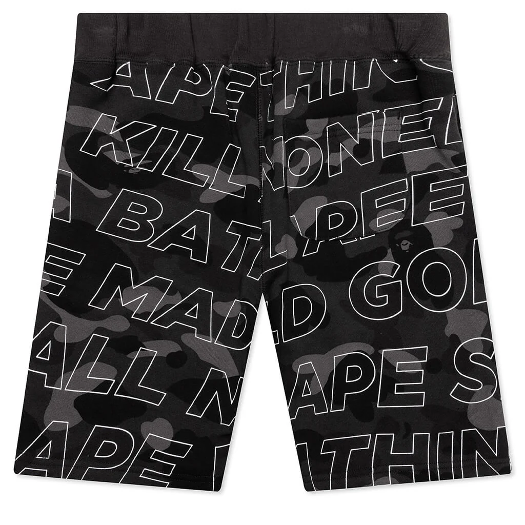 Kids Text Color Camo Shorts - Black - Image 2