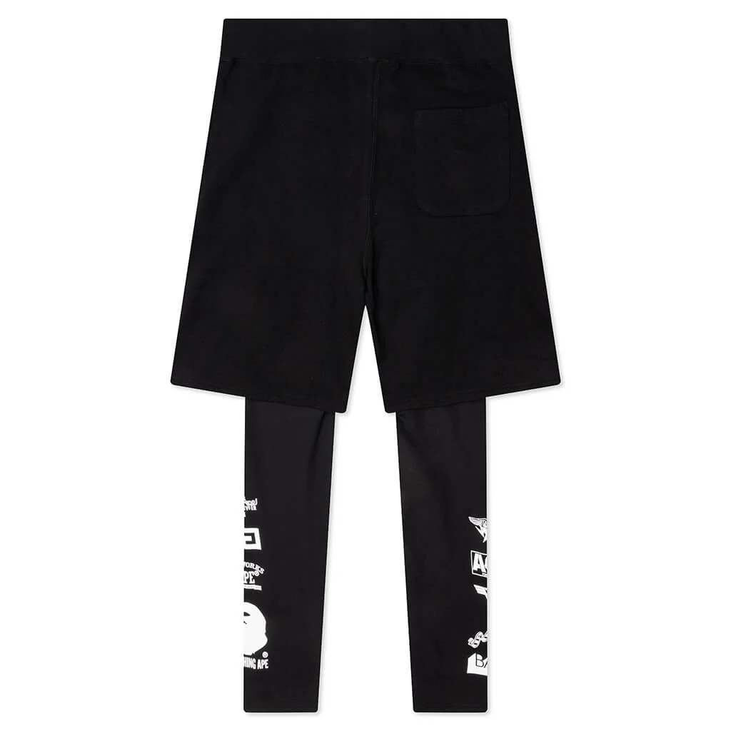 Multi Logo Shorts with Leggings - Black - Image 2