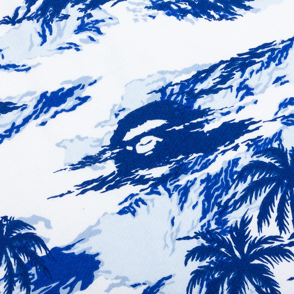 Palm Tree Camo Relaxed Fit Shark Full Zip Hoodie - Blue - Image 4