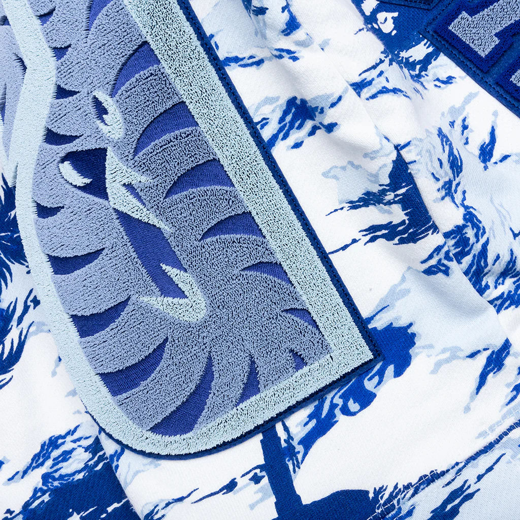 Palm Tree Camo Relaxed Fit Shark Full Zip Hoodie - Blue - Image 6