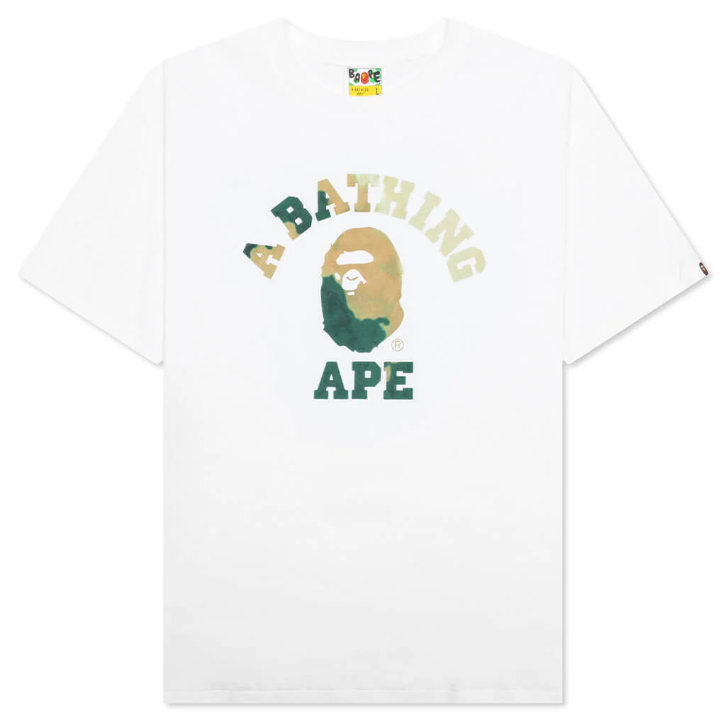 Tie Dye College Tee - White/Beige