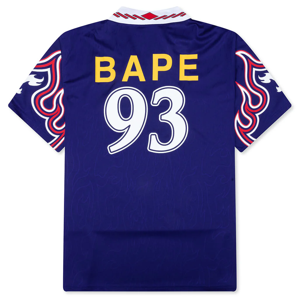Adidas x BAPE S/S Flame Jersey - Japan Blue - Image 2
