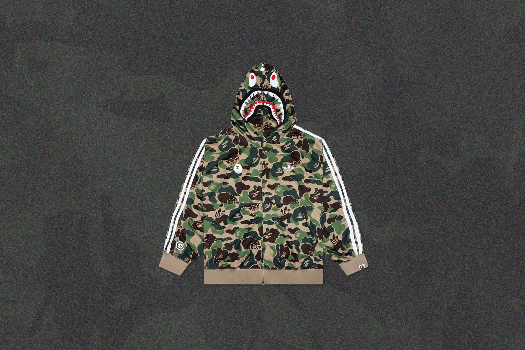 Adidas x BAPE Shark Track Hoodie - Crew Green - Image 8