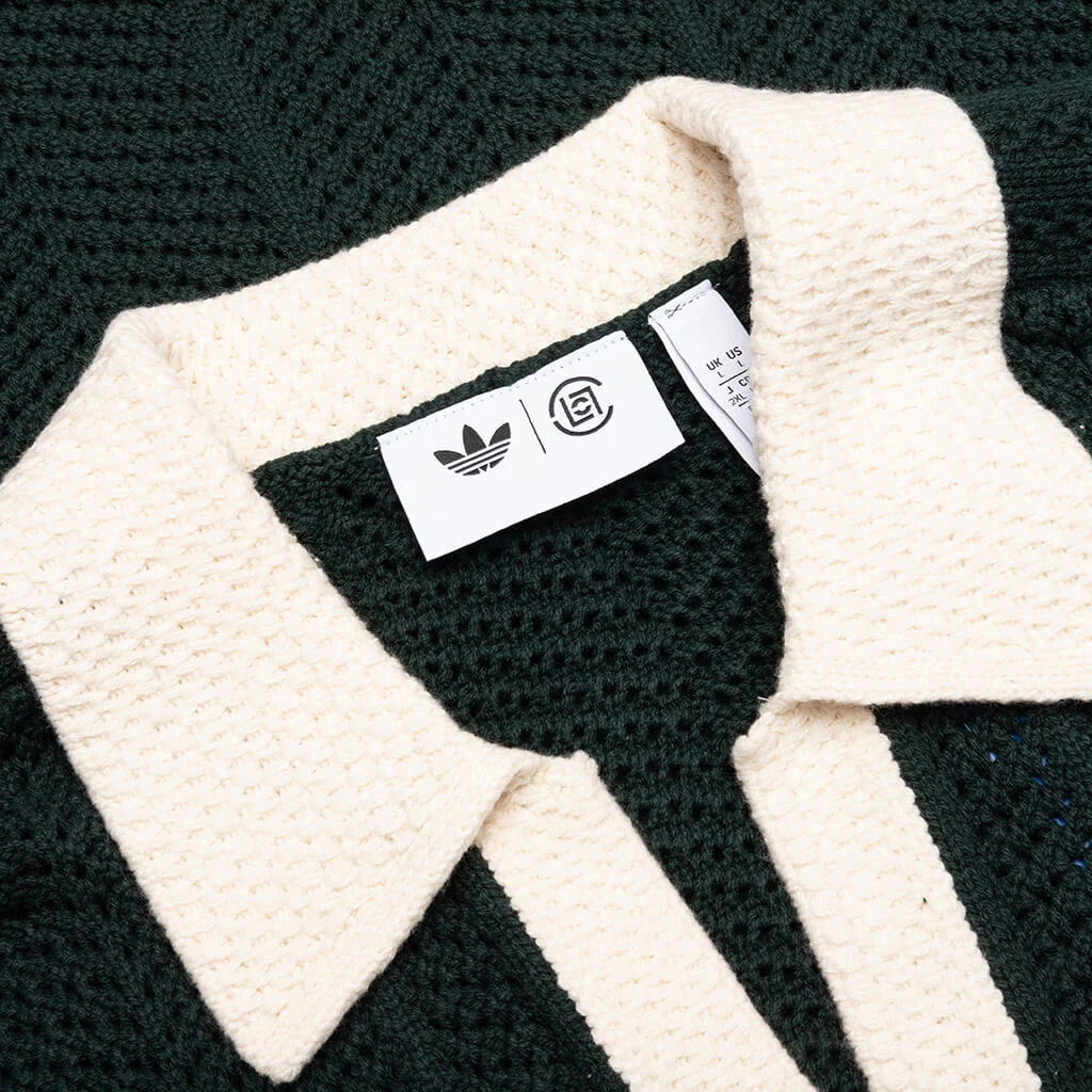 Adidas Originals x CLOT Knit Polo by Edison Chen - Green Night - Image 3