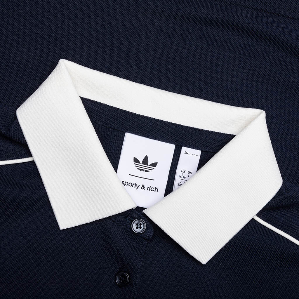 Women's Adidas x Sporty & Rich Polo T-Shirt - Night Navy - Image 3