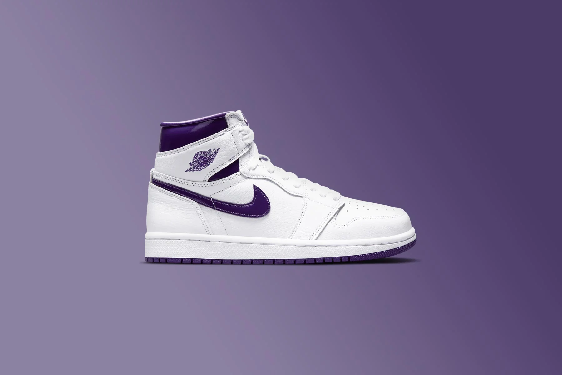 Women's Air Jordan 1 Retro Hi - White/Court Purple - Image 5