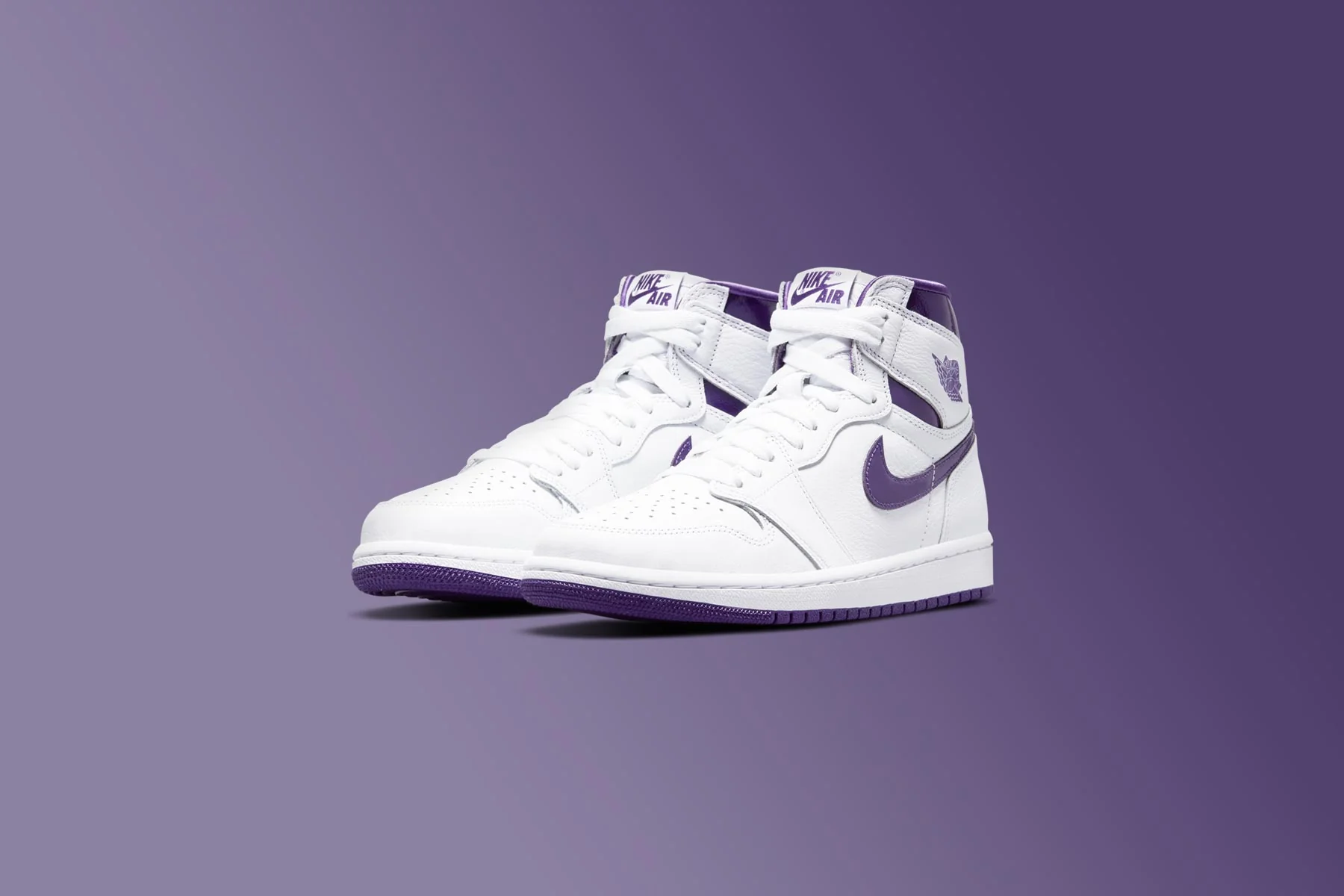 Women's Air Jordan 1 Retro Hi - White/Court Purple - Image 6