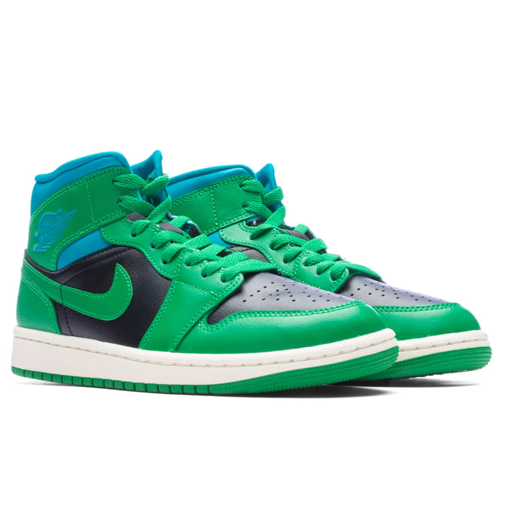 Women's Air Jordan 1 Mid - Black/Lucky Green/Aquatone - Image 2
