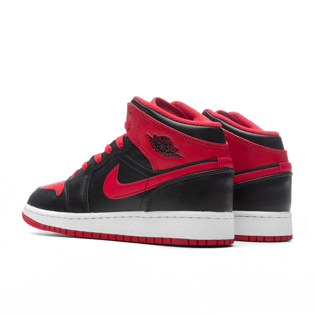 Air Jordan 1 Mid (GS) - Black/Fire Red/White - Image 3