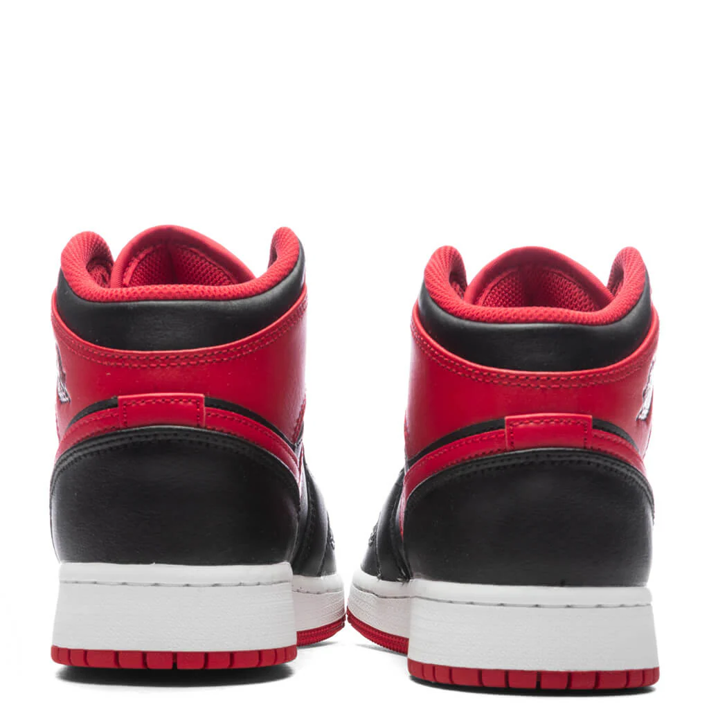 Air Jordan 1 Mid (GS) - Black/Fire Red/White - Image 4