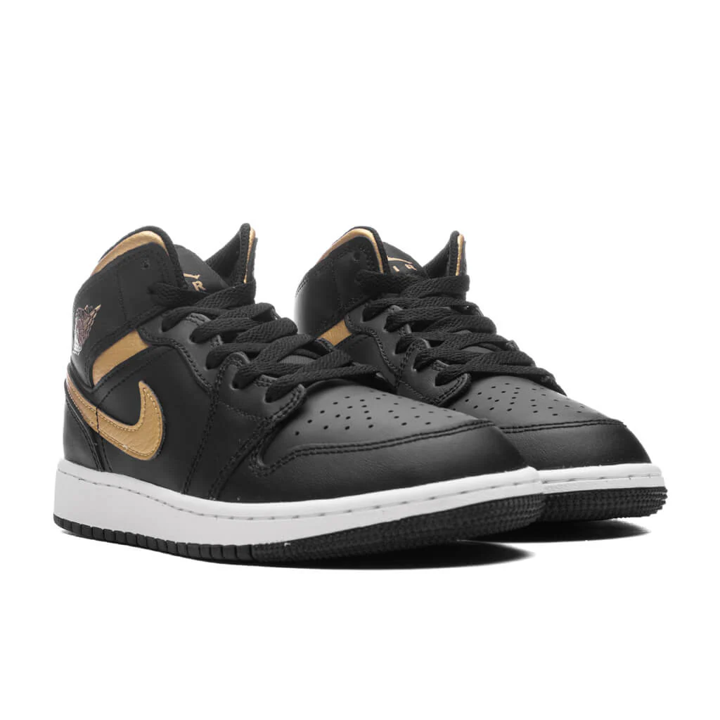 Air Jordan 1 Mid (GS) - Black/Metallic Gold/White - Image 2