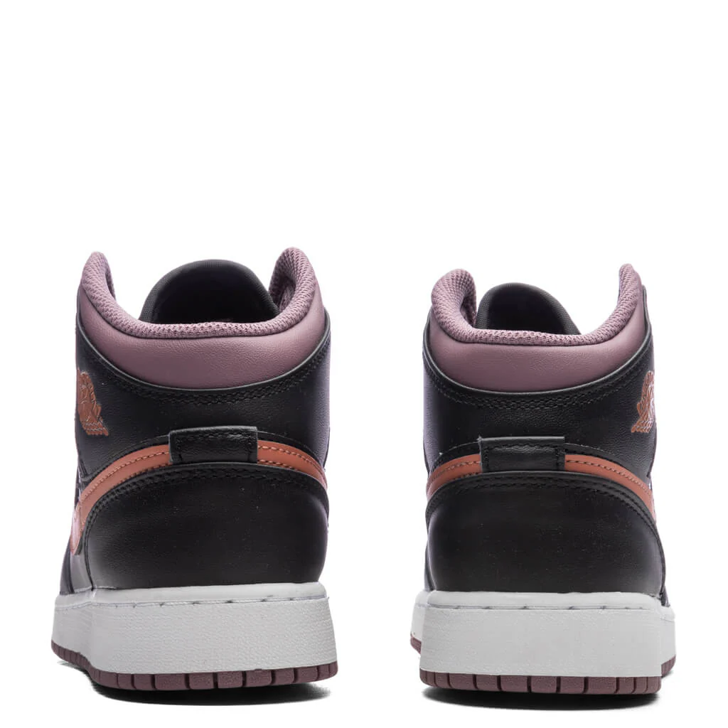 Air Jordan 1 Mid SE (GS) - Black/Sky J Orange/Sky J Mauve - Image 4