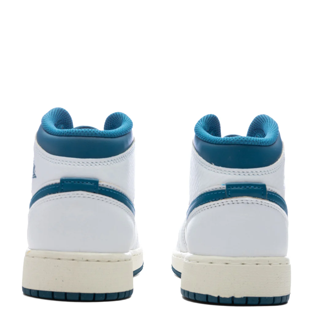 Air Jordan 1 Mid SE (GS) - White/Industrial Blue/Sail - Image 4