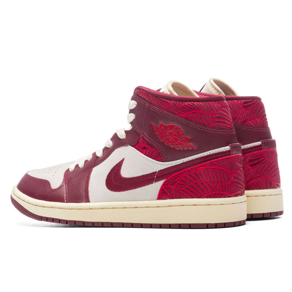 Women's Air Jordan 1 Mid SE Tiki Leaf - Team Red/University Red/Muslin - Image 3