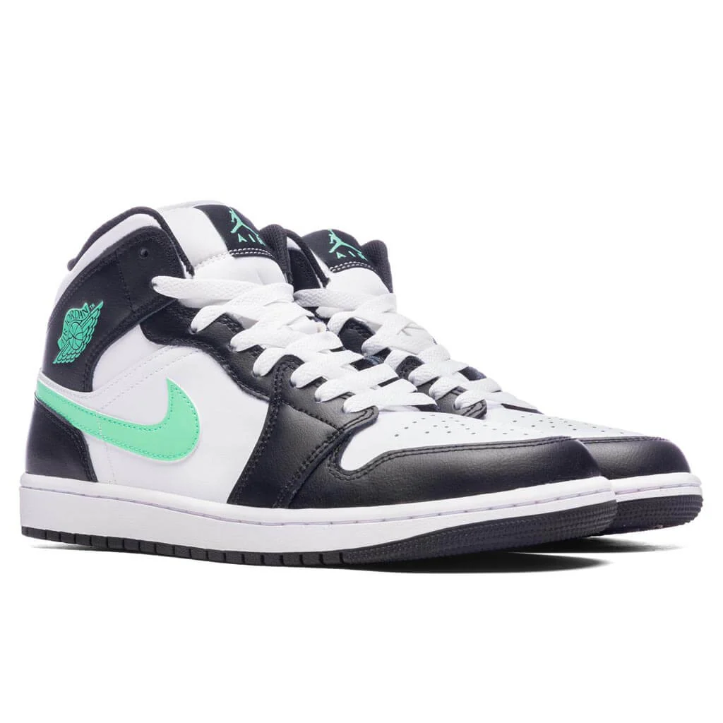 Air Jordan 1 Mid - White/Green Glow/Black - Image 2