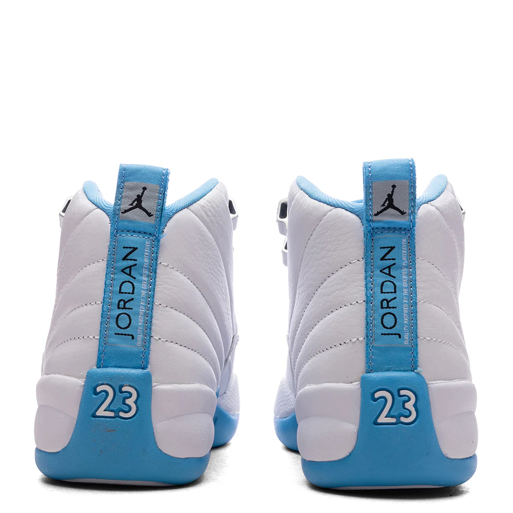 Air Jordan 12 Retro 'Melo' (GS) - White/University Blue/Metallic Silver - Image 4