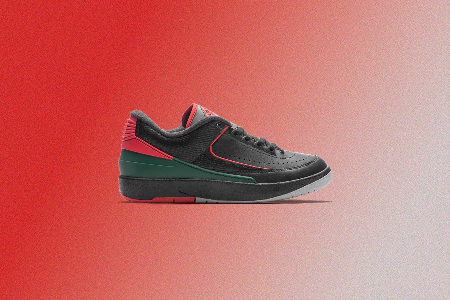 Air Jordan 2 Retro Low 'Christmas' - Black/Fire Red/Cement Grey - Image 5