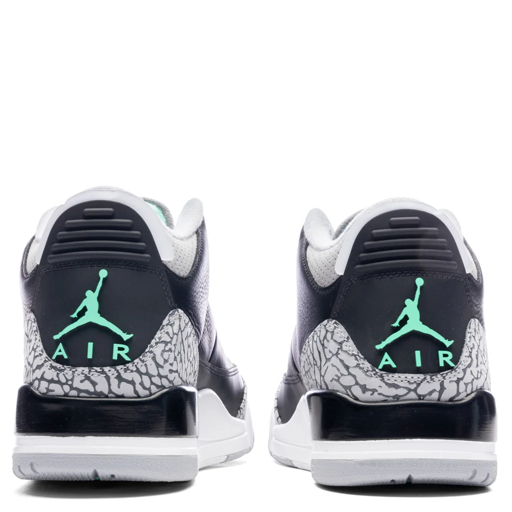 Air Jordan 3 Retro 'Green Glow' - Black/Green Glow/Wolf Grey - Image 4