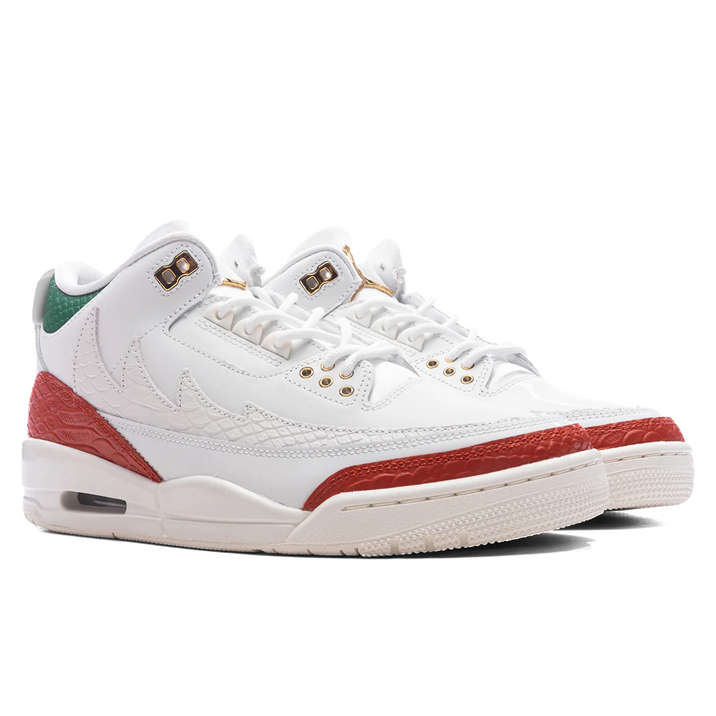 Air Jordan 3 Retro 'El Vuelo' - Summit White/Metallic Gold/Pine Green - Image 2