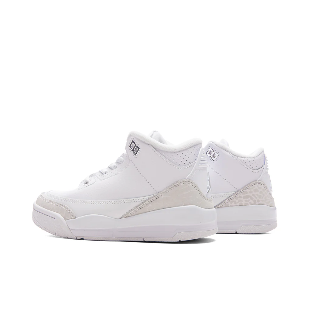 Air Jordan 3 Retro 'Pure Money' (PS) - White/Metalic Silver - Image 3