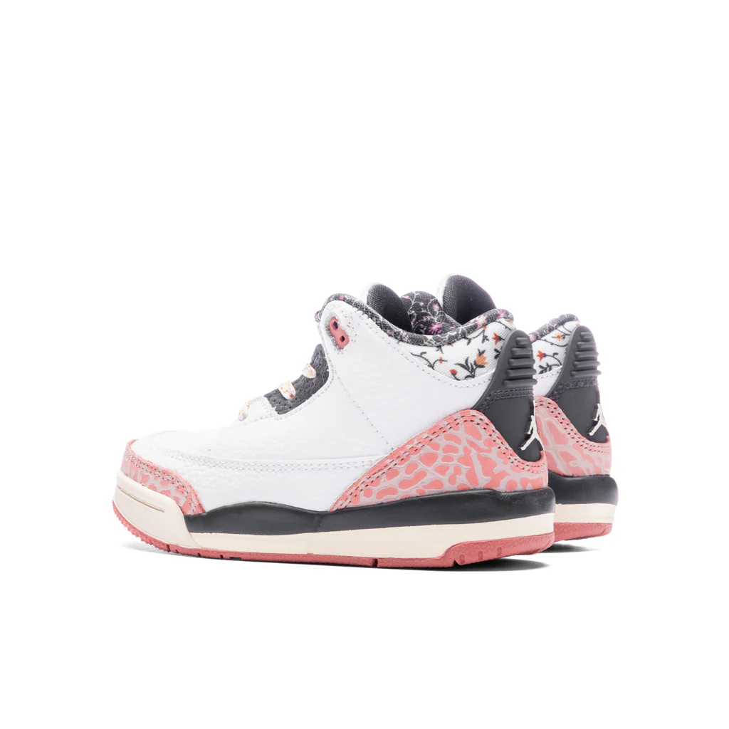 Air Jordan 3 Retro (TD) 'Vintage Floral' - White/Anthracite/Red Stardust - Image 3