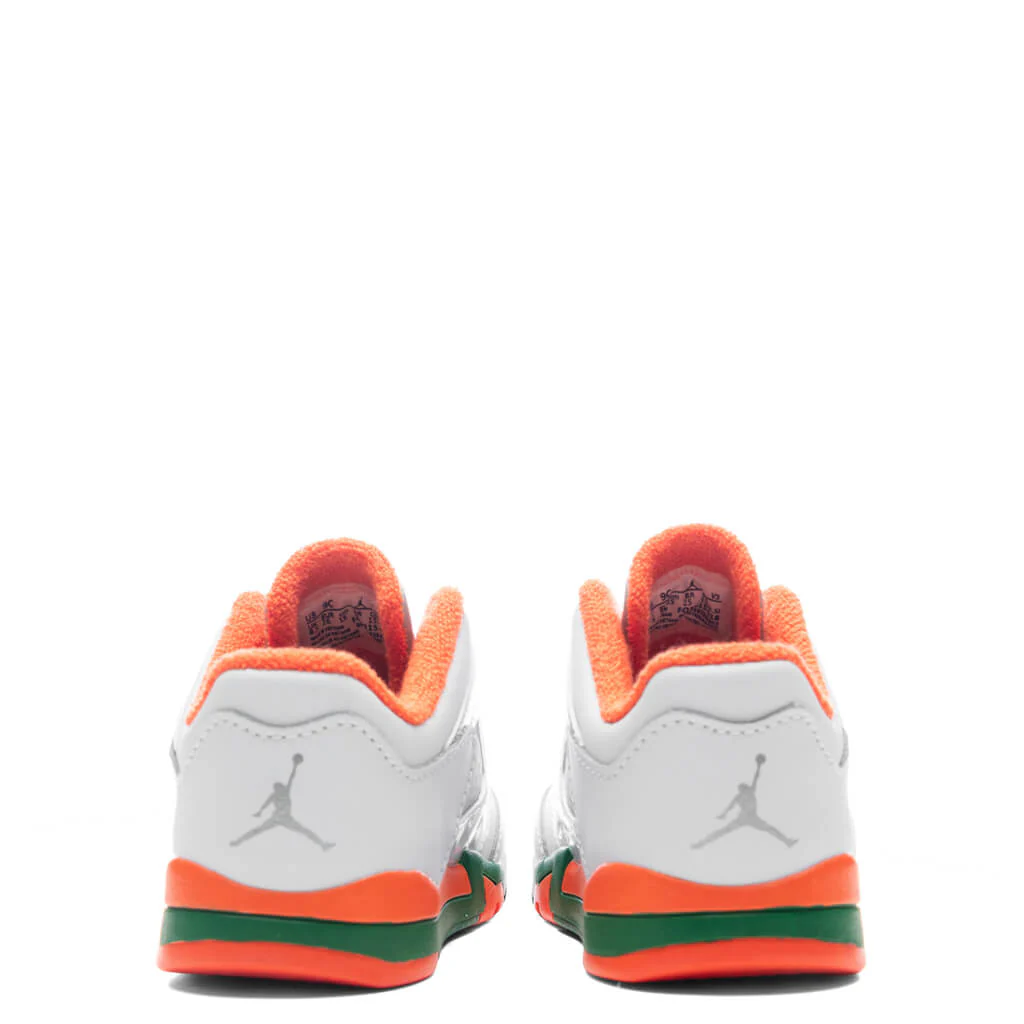 Air Jordan 5 Retro Low (TD) - Football Grey/Brilliant Orange/Pine Green - Image 4
