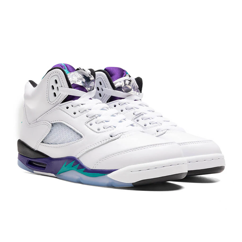 Air Jordan 5 Retro OG 'Grape' (GS) - White/New Emerald/Grape - Image 2