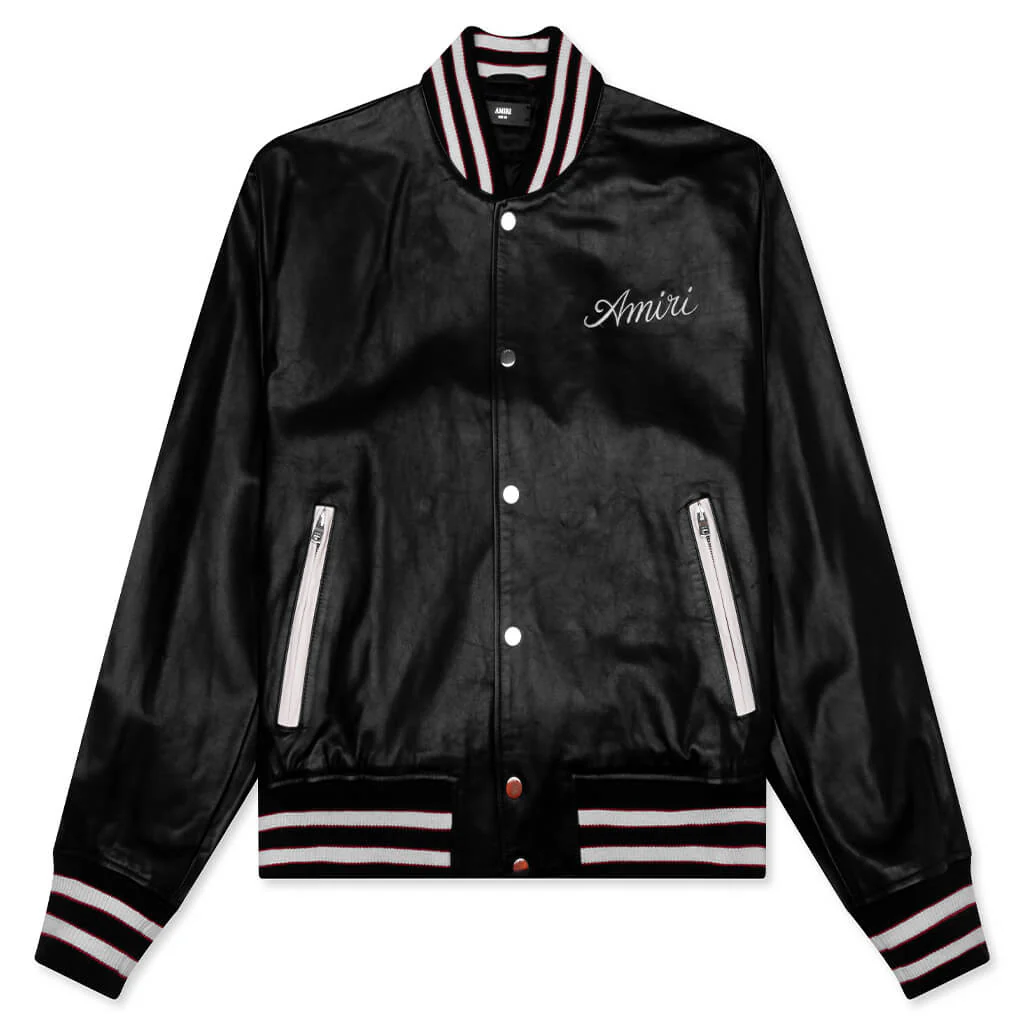 Club Amiri Leather Varsity - Black